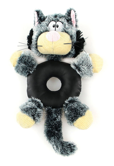 swisspet Plüsch-Katze grau Leder-Donut