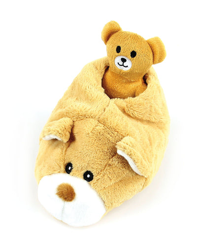 Plüsch-Bärenschuh mit 3 Minibären beige