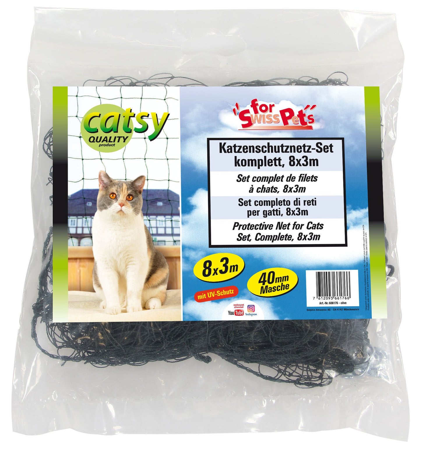 Katzen Netz Set Catsy kompl., 2x3m, oliv
