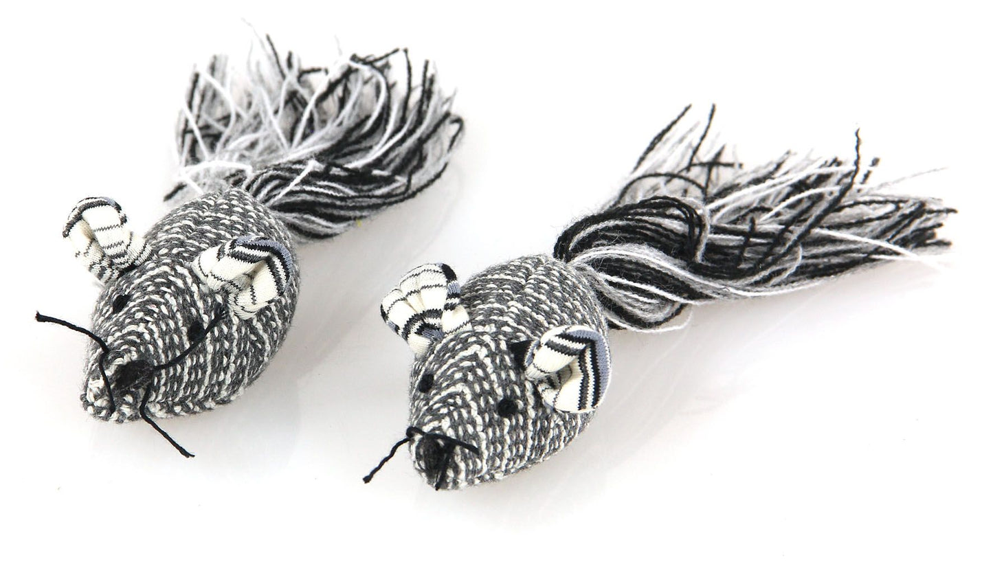 Plüsch-Mäuse-Set m/Fadenschwanz, 2Stk.