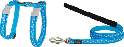 RD Cat Harness&Lead Stars white Turqu