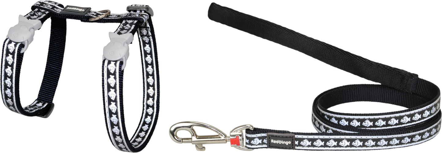 RD Cat Harness&Lead Reflec Fish Black