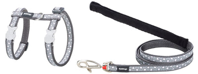 RD Cat Harness&Lead Star white C-Grey