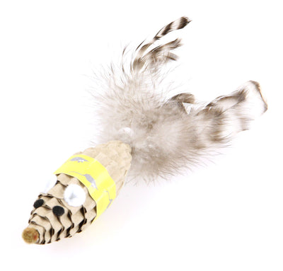 Katzenspielzeug Kratzmaus mit Federn20cm