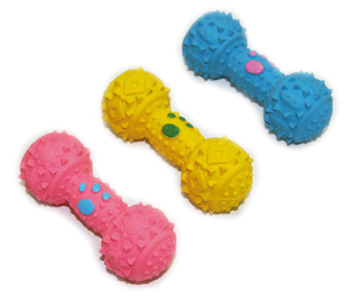 SP Latex Hantel mit Squeek, 10cm gelb