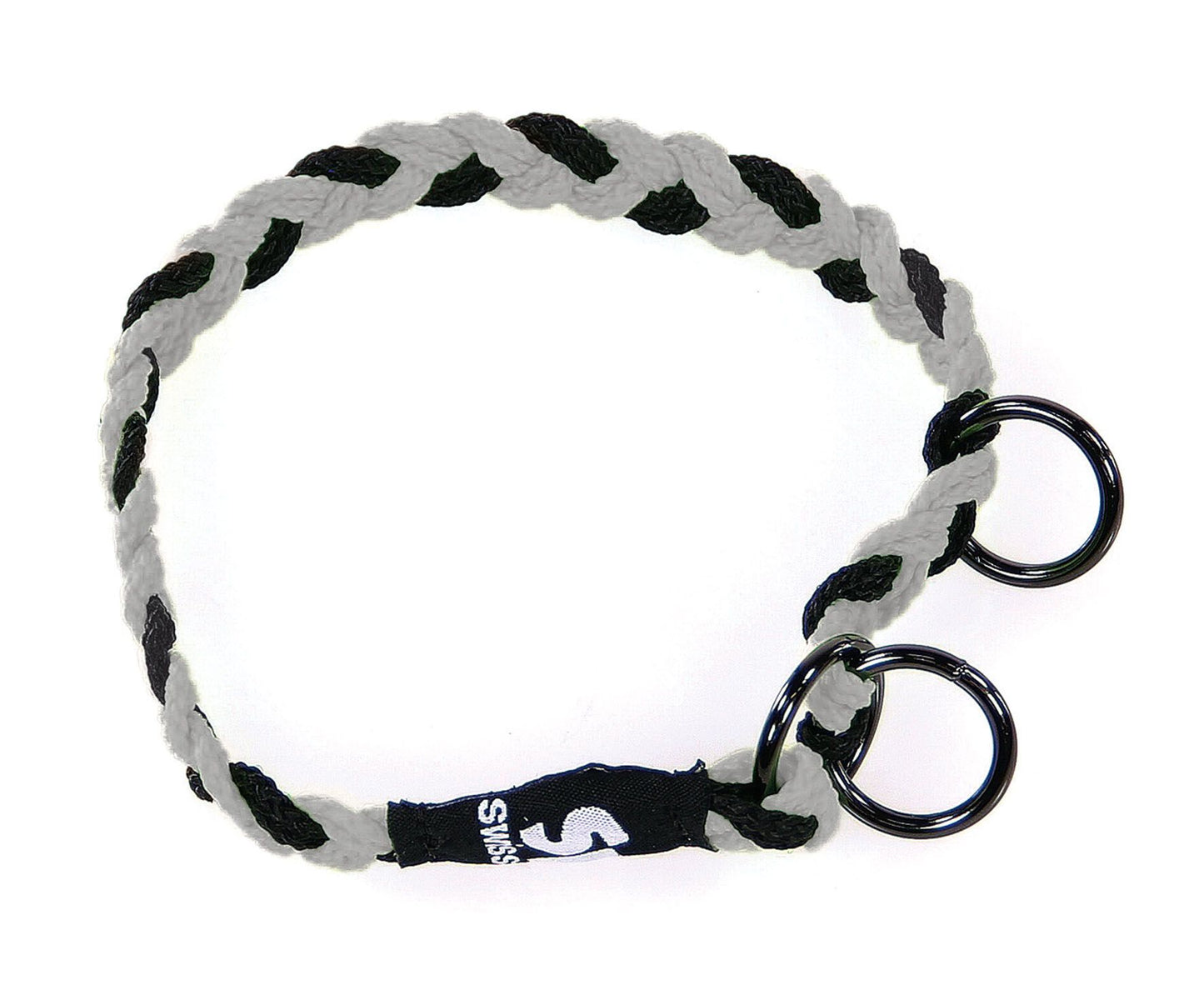Halsband geflochten 10mm/30-35cm sw/grau