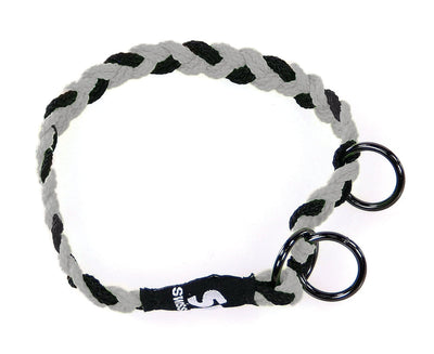 Halsband geflochten 20mm/40-47cm sw/grau