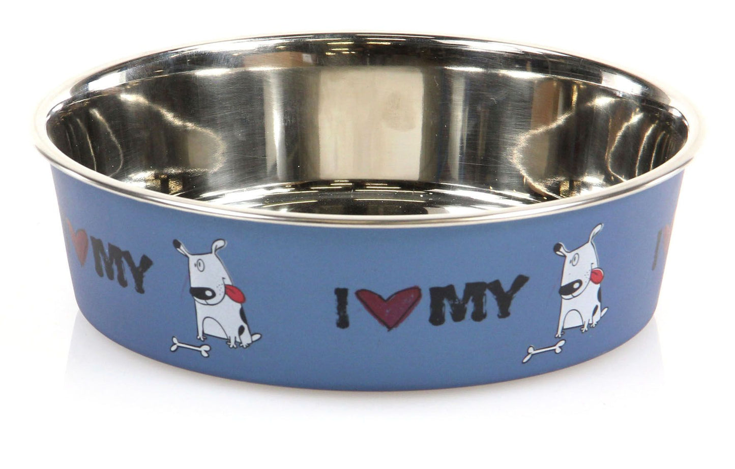 Edelstahlnapf I LOVE MY DOG S blau