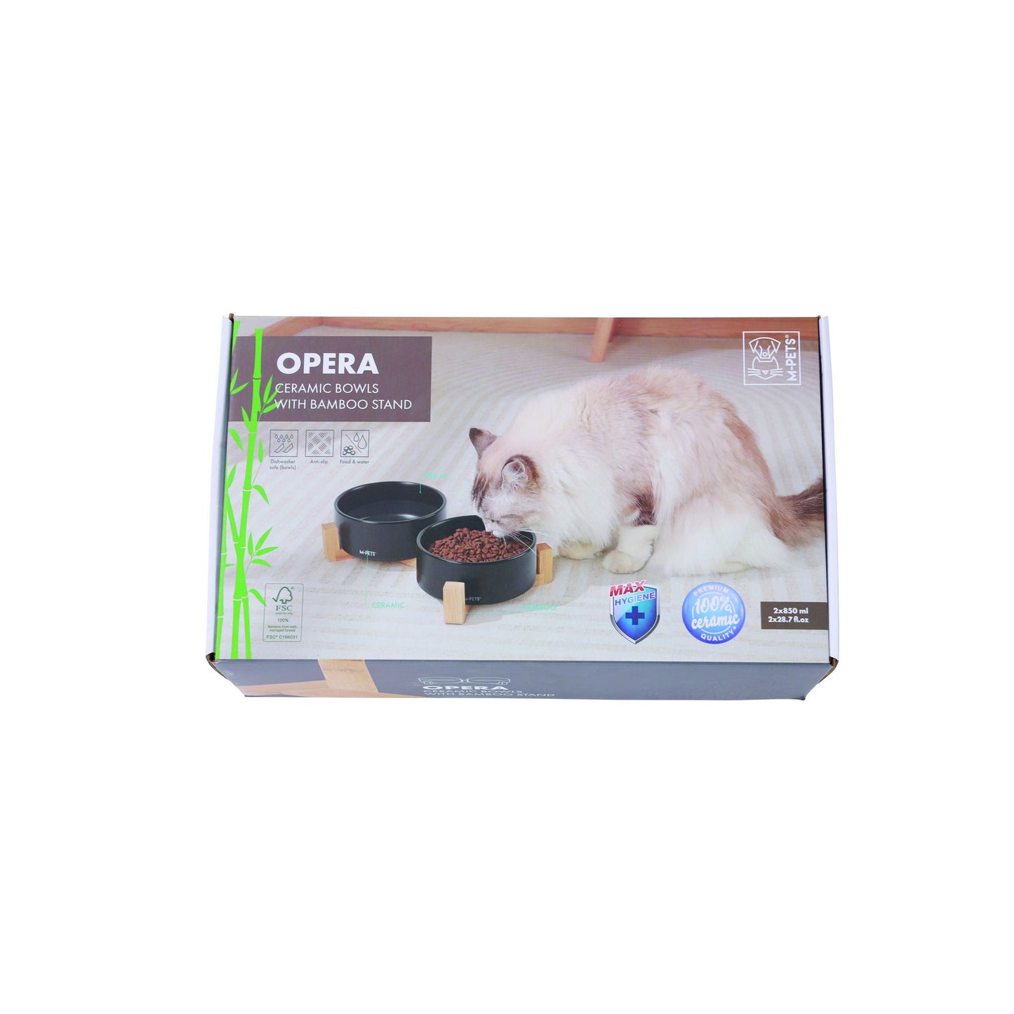 M-Pets Hunde Keramik doppelnapf, schwarz