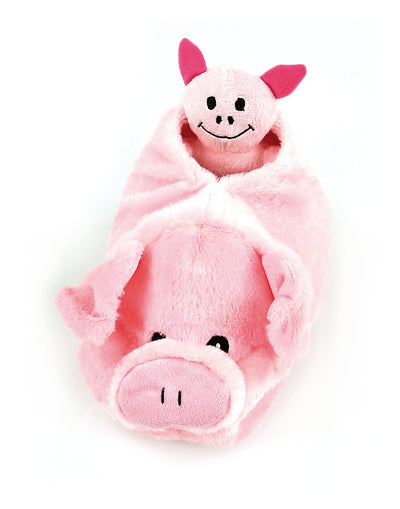 Plüsch-Schweinschuh mit 3 Minischweinen