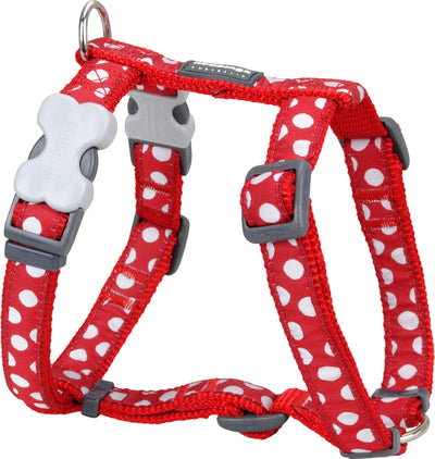 RedDingo Harness white Spots Red