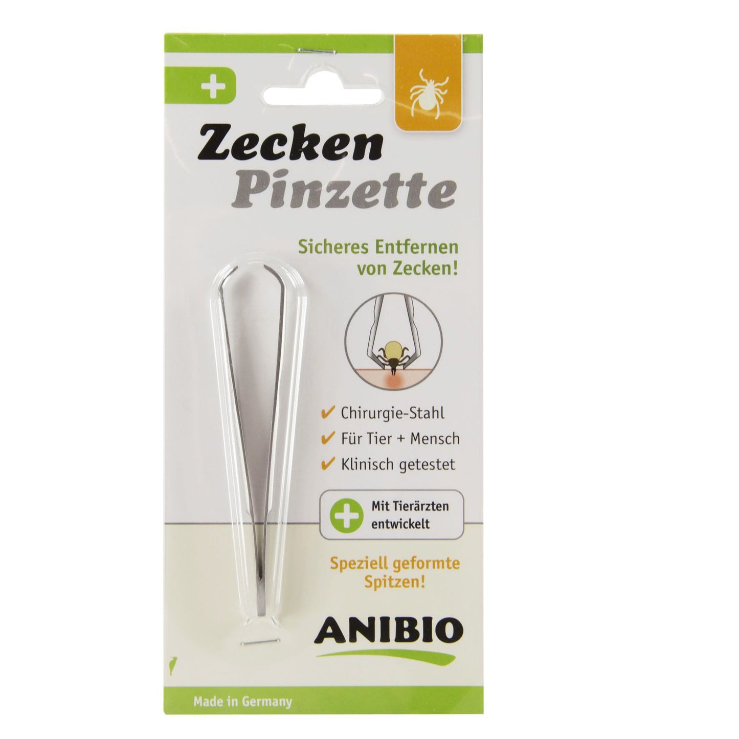 Anibio Zeckenpinzette, Edelstahl, 9cm