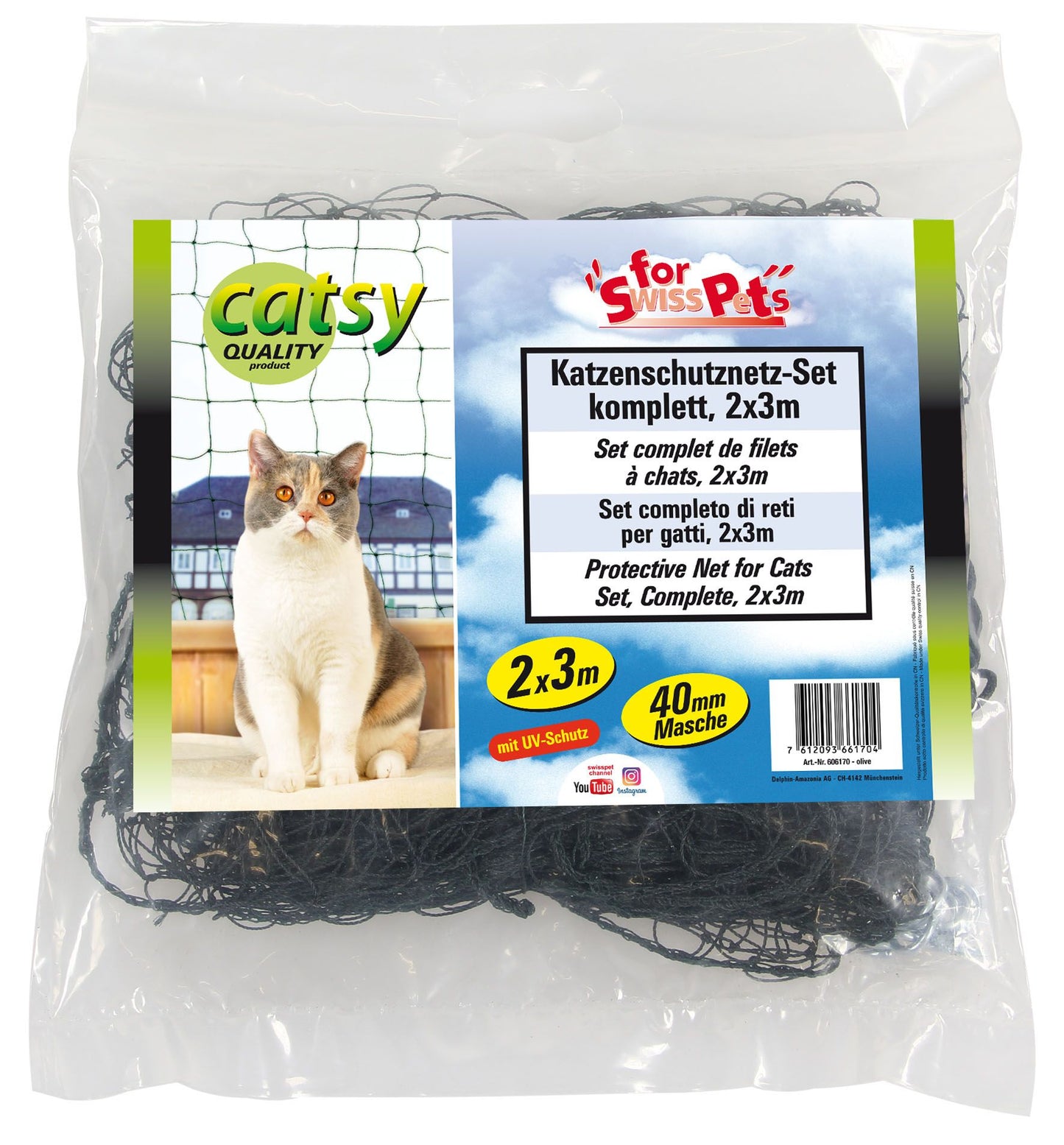 Katzen Netz Set Catsy kompl., 2x3m, oliv