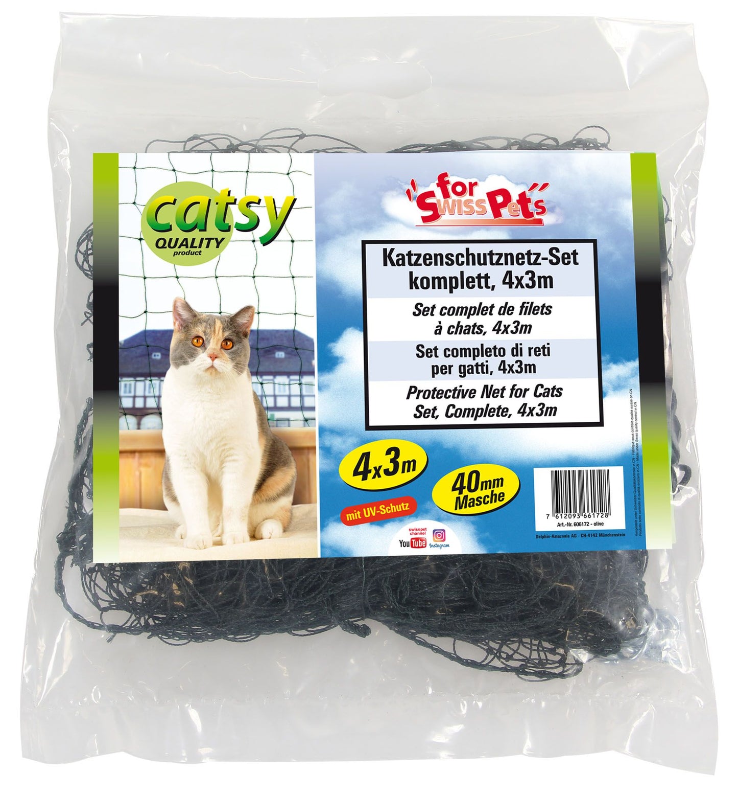 Katzen Netz Set Catsy kompl., 2x3m, oliv