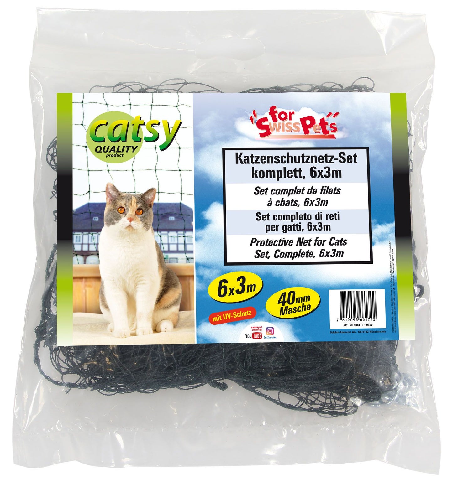 Katzen Netz Set Catsy kompl., 2x3m, oliv