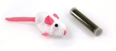 Plüschmaus mit Catnip-Trommel weiss