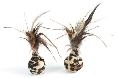 Katzenspielball Leopard mit Feder, D=4cm